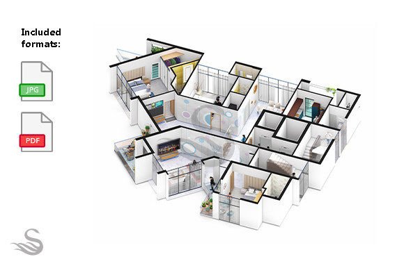 3 Bedroom Family Apartment 3d Isometric: A Versatile Design Resource