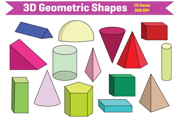 3D Geometric Shapes Clipart for Creative and Professional Use