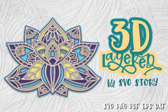3D Layered Lotus Mandala SVG: A Versatile Digital Art Asset for Creative Professionals