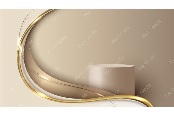 3D Luxury Podium Gold Wave Line Shape: Elevate Your Design Projects with Elegance