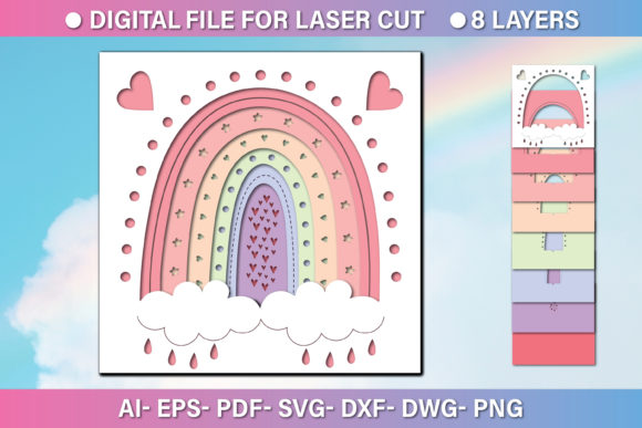 3d Rainbow Paper Cut SVG File for Precision Cutting Projects