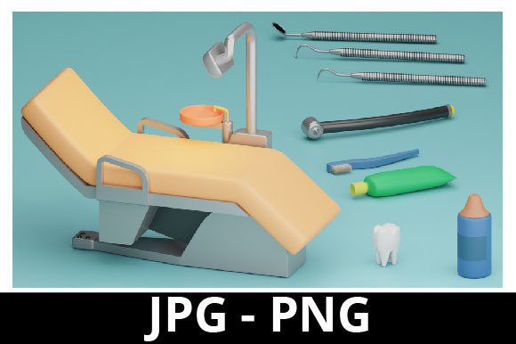 3D Rendered Dentist Set Includes Tooth