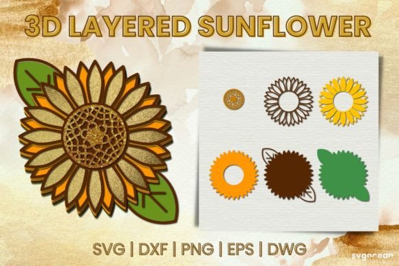 3D Sunflowers SVG for Creative Projects