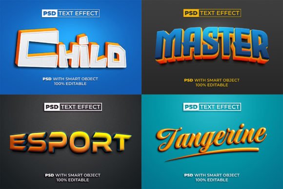 3D Text Effect Style 4 Bundle for PSD