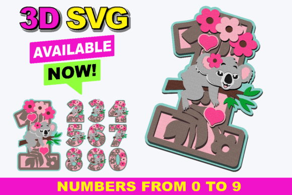Baby Koala Numbers 3D SVG: A Versatile Digital Asset for Creative Projects