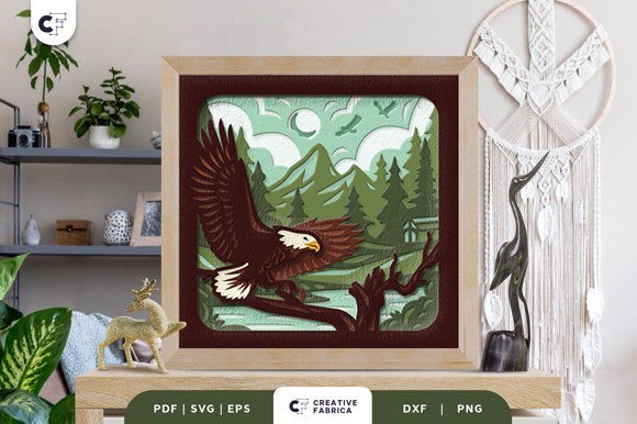 Bald Eagle 3D Shadow Box Paper Cut
