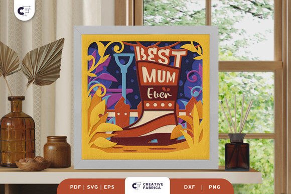 Best Mum Ever 3D Shadow Box Paper Cut