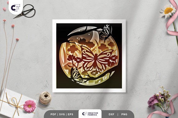 Butterfly in Spring Flower Garden 3D SVG: A Creative and Versatile Paper Cutting Template