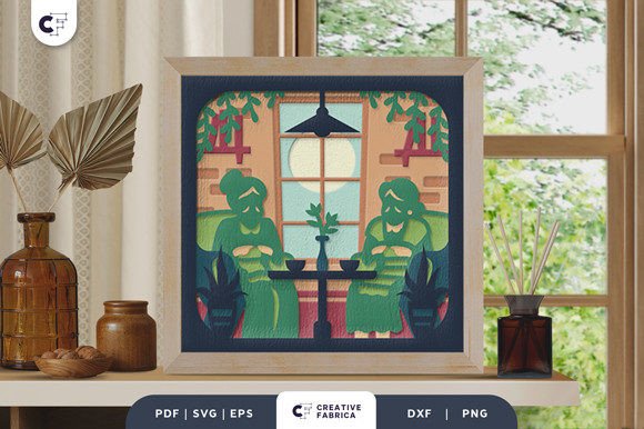 Explore the Art of Lady Knitting Together 3D Paper Cut SVG