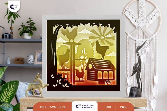 Explore the Charm of the Chicken in the Farm 3D Shadow Box