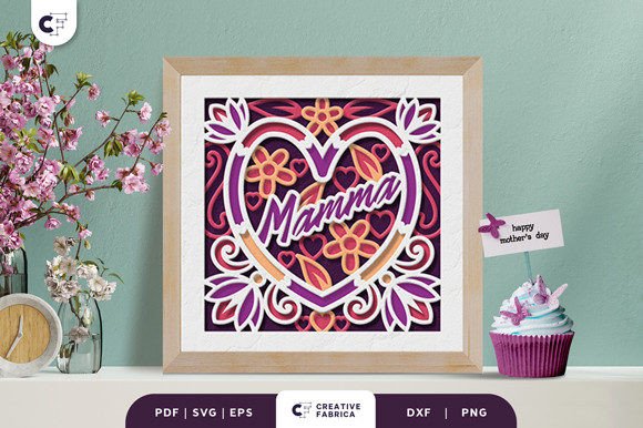 Floral Mamma 3D Shadow Box Paper Cut