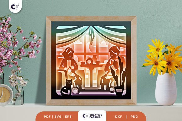 Lady Knitting Together 3D Shadow Box SVG: A Creative Craft for Modern Makers