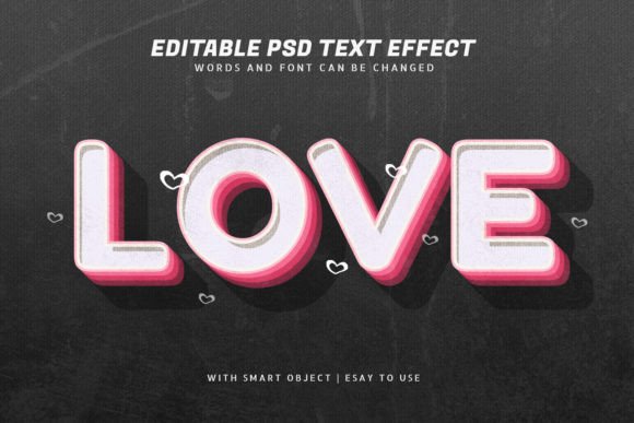 Love 3d Retro Vintage Style Text Effect