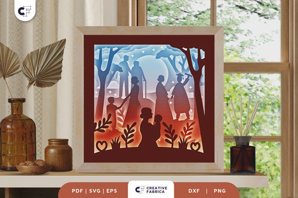 Mother and Growing Son 3D Shadow Box