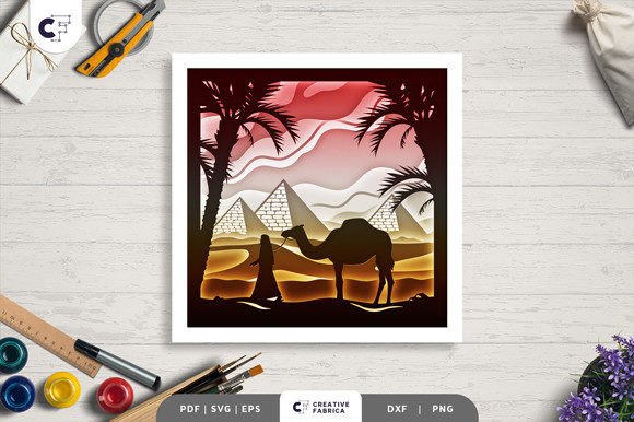 Pyramid and Camel, Egypt 3D Shadow Box: A Unique Craft Project for All Skill Levels
