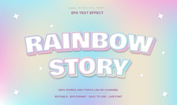 Rainnbow Story Bold 3d Editable and Text Effect Rainbow Editable