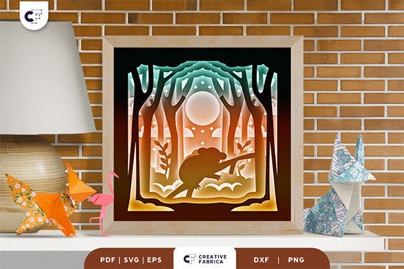 Sleeping Koala 3D Shadow Box Paper Cut