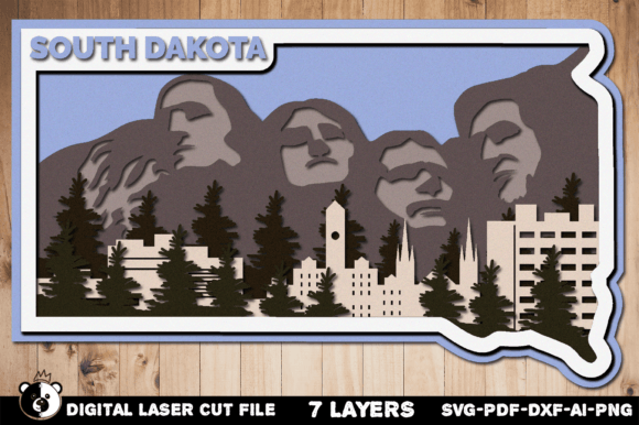 South Dakota SVG, 3D Laser Cut File for CNC Projects Using Plywood