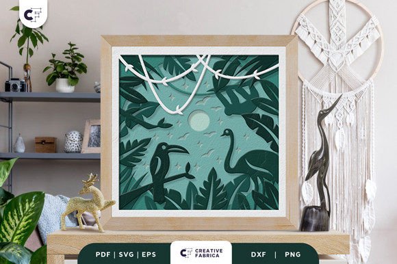 Toucan and Swan in the Jungle 3D Shadow: A Creative and Practical Paper Cutting Template