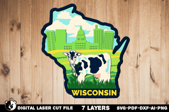 Wisconsin SVG, 3D Layered Laser Cut File for CNC Projects